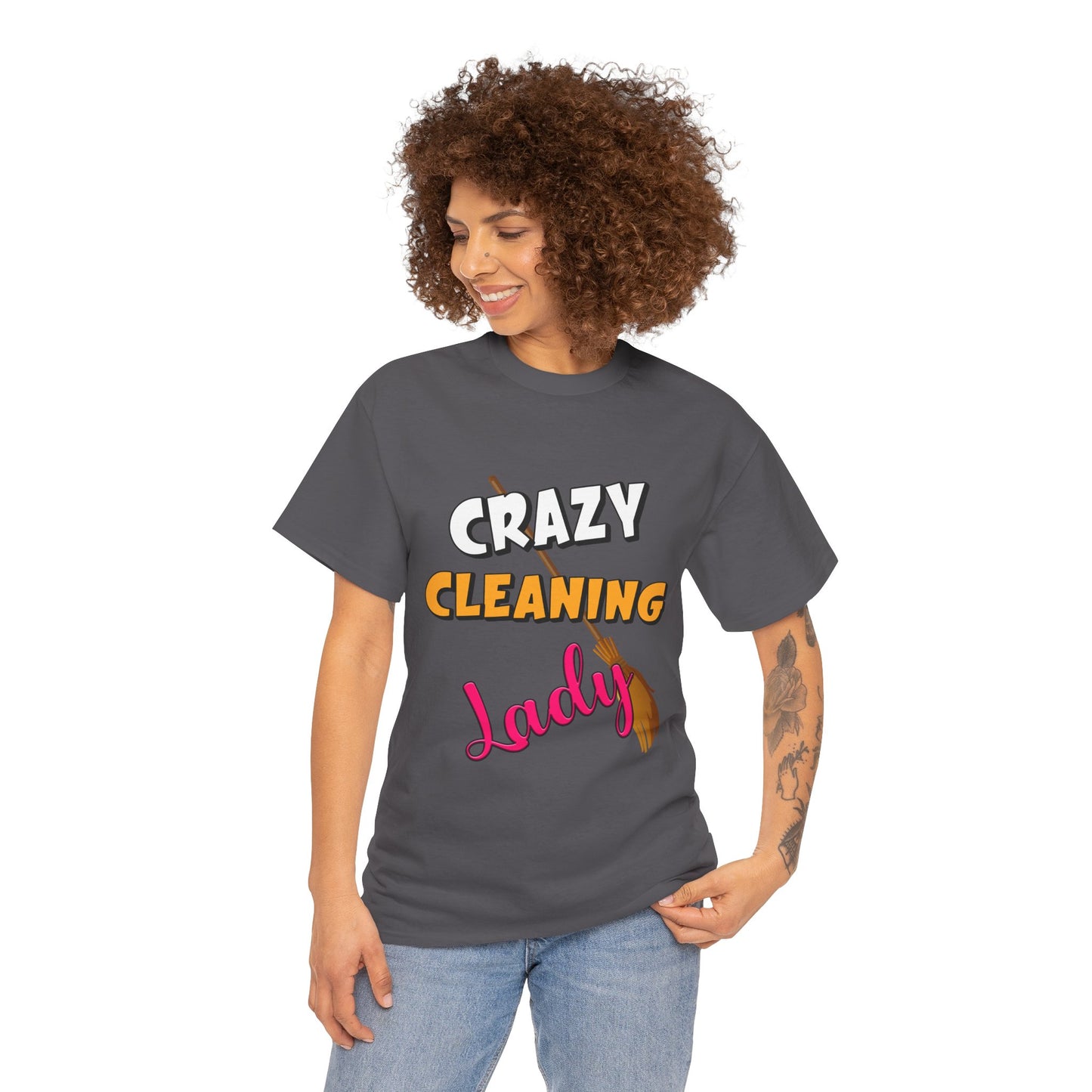 Crazy Cleaning Lady - Premium Unisex Heavy Cotton Tee