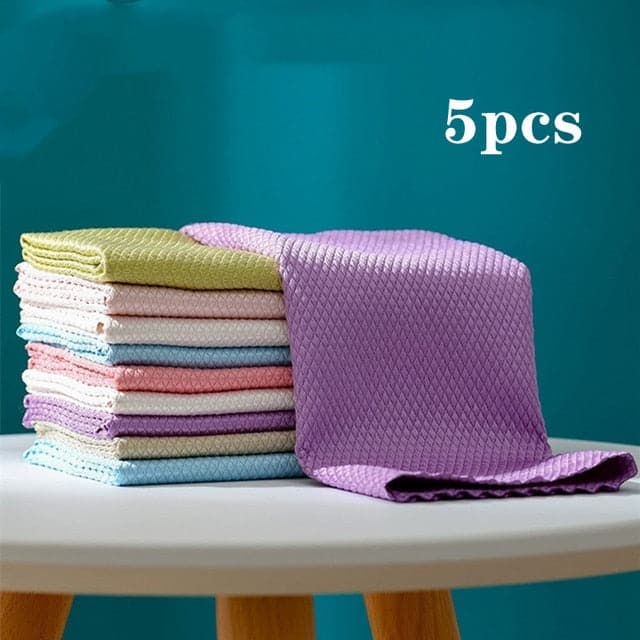 5PCS Kitchen Cleaning Tools Thickened Absorbent Rag Kitchen Towels