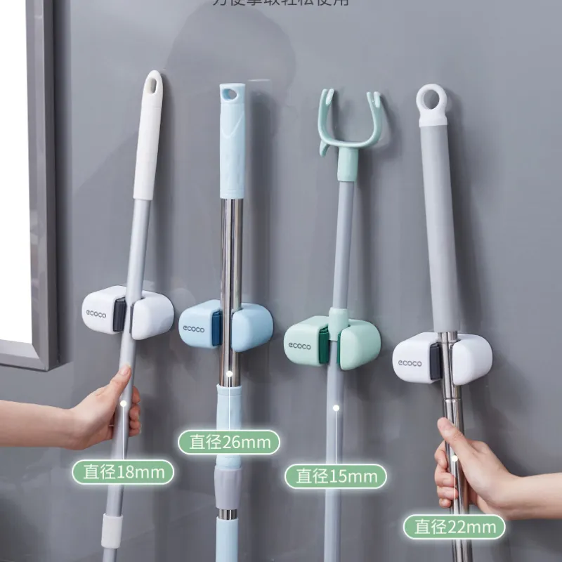 Mop hooks bathroom hole-free wall-mounted