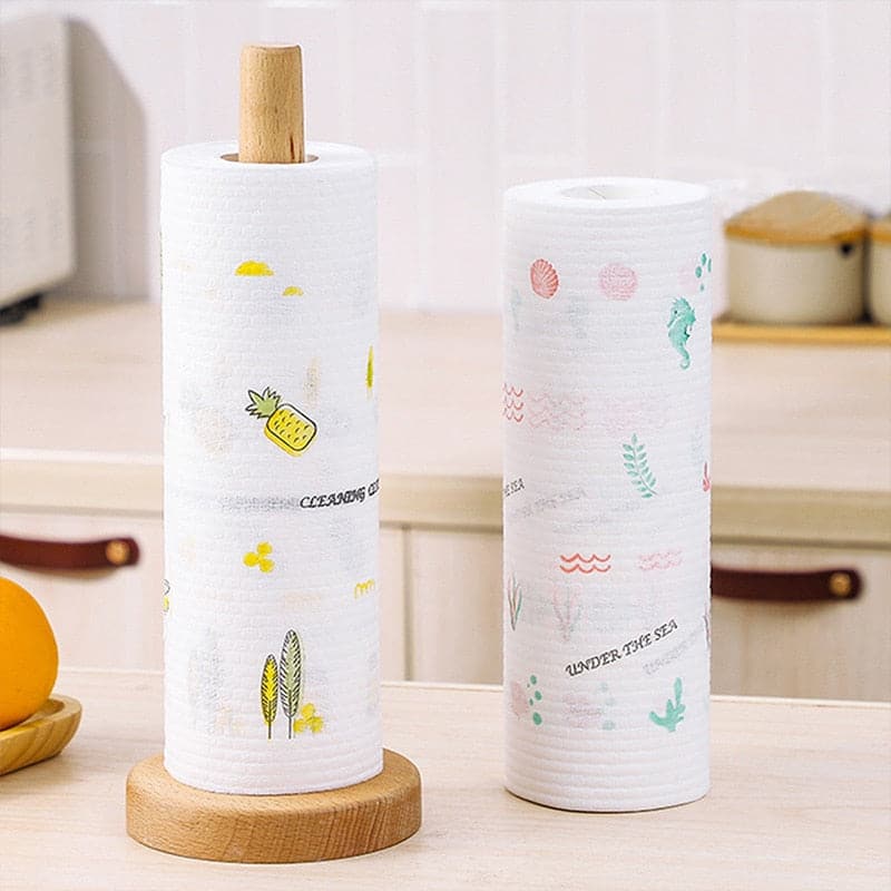 Disposable Kitchen Paper Lazy Cloth Oversized Roll Thickened Non-woven Fabric Household Dry and Wet Dual-purpose Dishwashing - Magic Brush