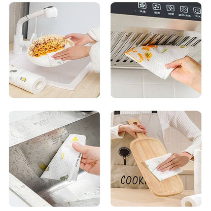 Disposable Kitchen Paper Lazy Cloth Oversized Roll Thickened Non-woven Fabric Household Dry and Wet Dual-purpose Dishwashing - Magic Brush