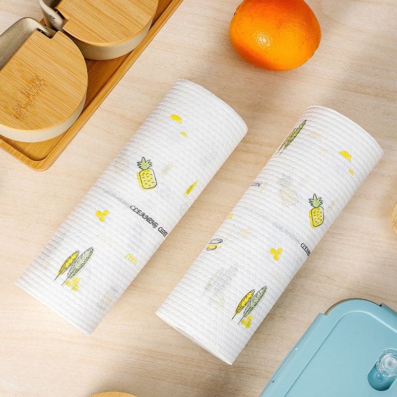 Disposable Kitchen Paper Lazy Cloth Oversized Roll Thickened Non-woven Fabric Household Dry and Wet Dual-purpose Dishwashing - Magic Brush