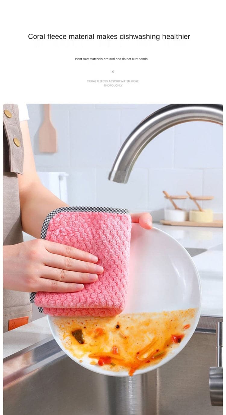 Kitchen daily dish towel, dish cloth, kitchen rag, non-stick oil, thickened table cleaning cloth, absorbent scouring pad - Magic Brush