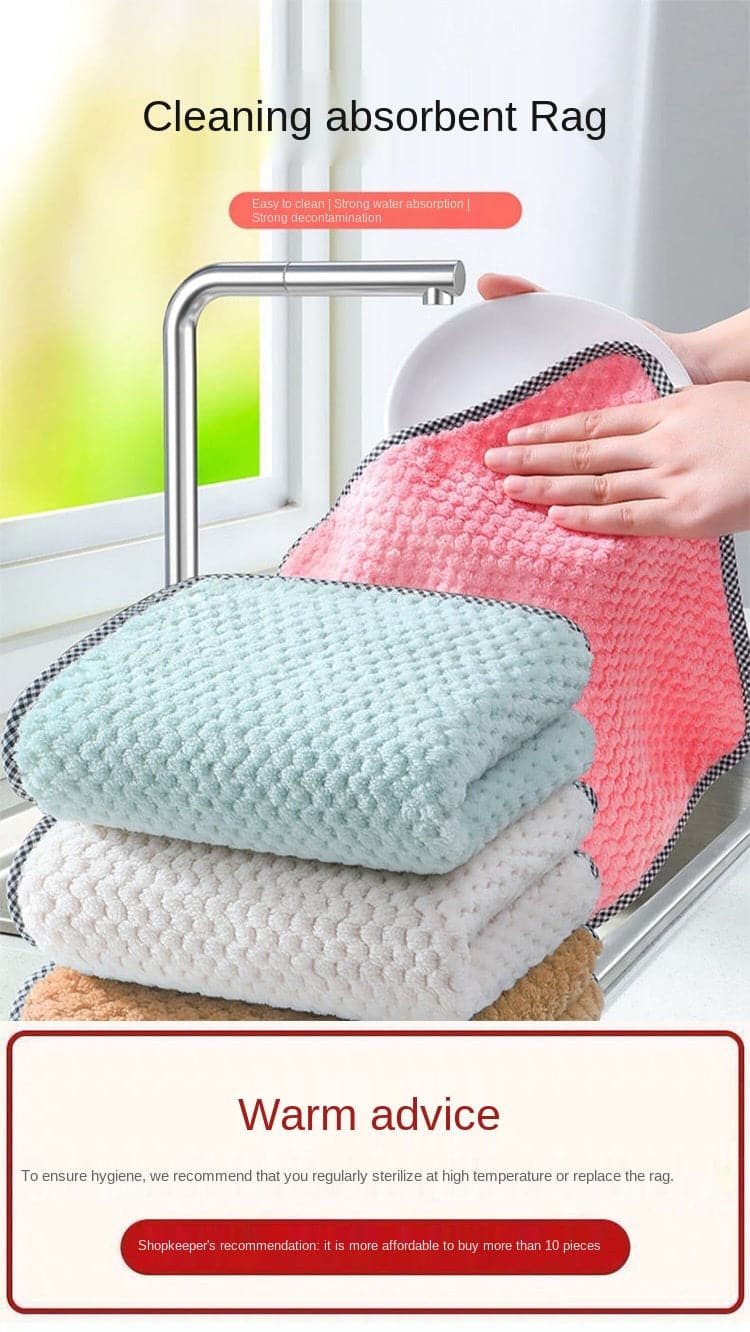 Kitchen daily dish towel, dish cloth, kitchen rag, non-stick oil, thickened table cleaning cloth, absorbent scouring pad - Magic Brush