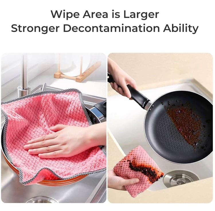 Kitchen daily dish towel, dish cloth, kitchen rag, non-stick oil, thickened table cleaning cloth, absorbent scouring pad - Magic Brush