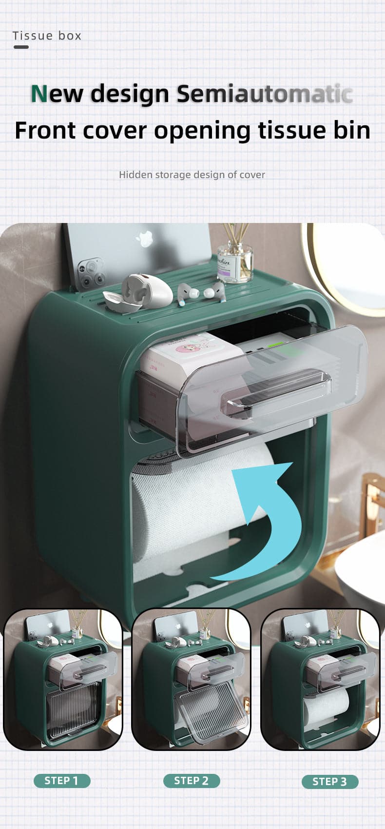 Punch-Free Paper Holder Waterproof Toilet - Magic Brush