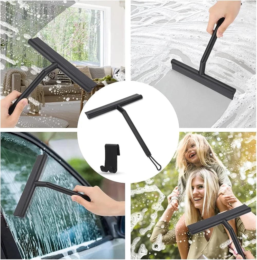 Shower Squeegee for Shower Glass Doors, 11-Inch All-Purpose Silicone  Squeegee for Bathroom with Non-Slip Handle, Adhesive Hook, for Mirror,  Tile, Car