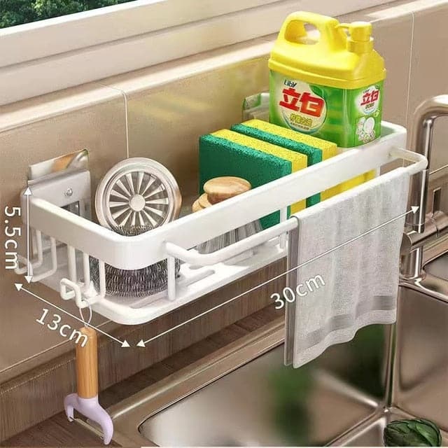 Space Aluminum Kitchen Storage Rack Sink Drain Rack Sponge Organizer Hanging Soap Drainer Shelf Basket Bathroom Shampoo Shelves - Magic Brush