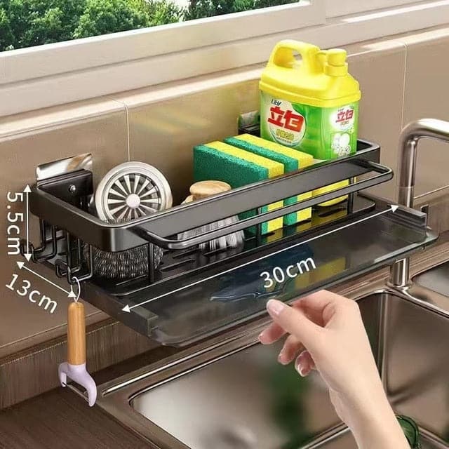 Space Aluminum Kitchen Storage Rack Sink Drain Rack Sponge